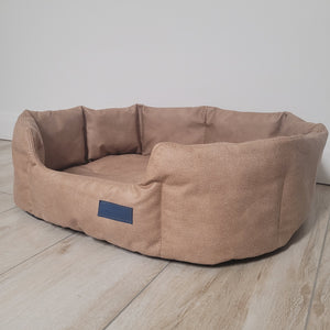 Luxurious High Quality Vegan Faux Leather Pet Bed + LEATHER UNDERSIDE