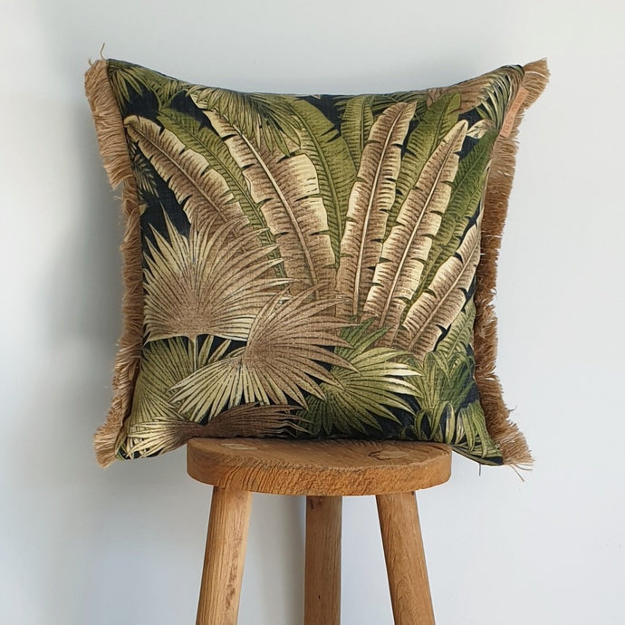 Tommy Bahama Breeze Coal Natural Fringe Outdoor Cushion Cover