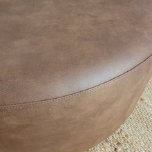 Large Round Vegan Leather Ottoman