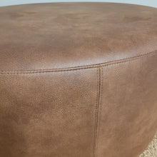 Large Round Vegan Leather Ottoman