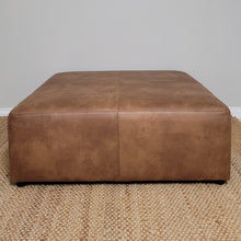 Large 100cm Square Tan Vegan Leather Ottoman