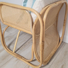 Brand New Natural Bamboo Rattan Arm Chair - Includes Stripe Cushion