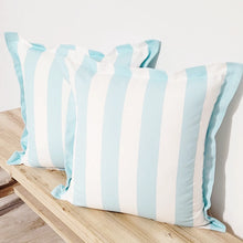 Ice Mint Blue and White Stripe Indoor Cushion Cover