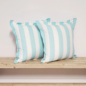 Ice Mint Blue and White Stripe Indoor Cushion Cover