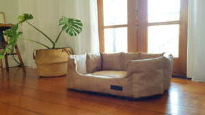 Luxurious High Quality Vegan Faux Leather Pet Bed + LEATHER UNDERSIDE