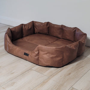 Luxurious High Quality Vegan Faux Leather Pet Bed + LEATHER UNDERSIDE