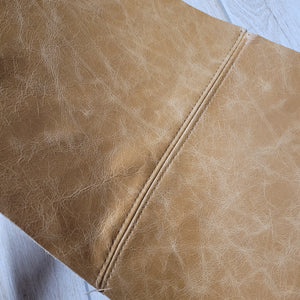 Genuine Caramel Leather & Linen Cushion Cover