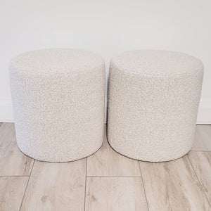 Quality Beige Boucle Ottoman Side Table