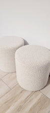 Quality Beige Boucle Ottoman Side Table