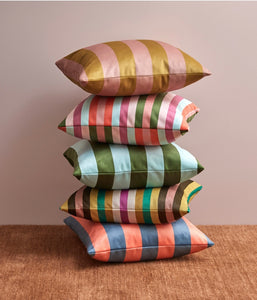 Large Round Summer Stripe Ottoman
