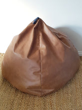 Vegan Leather Bean Bag with Denim Handle - Classic Teardrop Shape