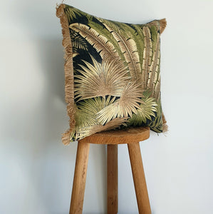 Tommy Bahama Breeze Coal Natural Fringe Outdoor Cushion Cover