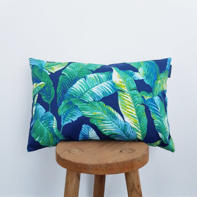 Indigo Caribbean Palm Outdoor Cushion Cover