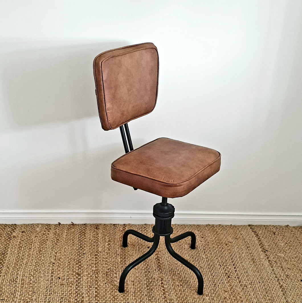 Antique Draftsman's Vegan Leather Stool