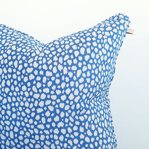 Plush Azure Blue Leopard Cushion Cover