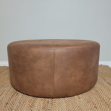 Large Round Vegan Leather Ottoman