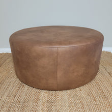 Large Round Vegan Leather Ottoman