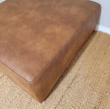 Large 100cm Square Tan Vegan Leather Ottoman