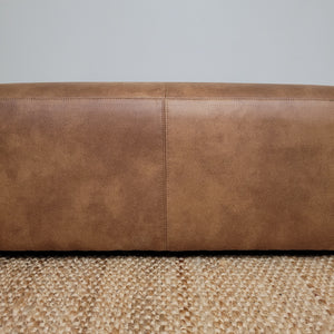 Large 100cm Square Tan Vegan Leather Ottoman