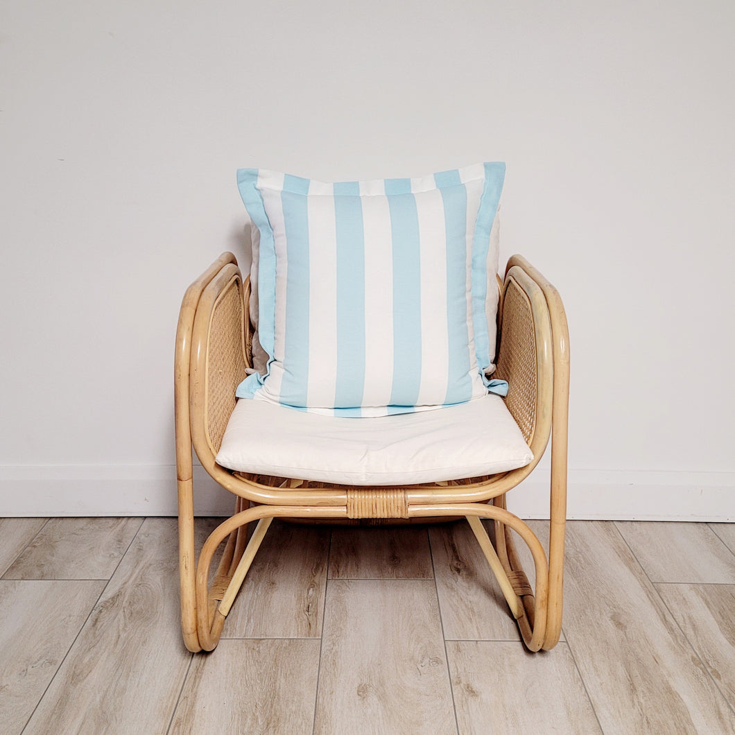 Brand New Natural Bamboo Rattan Arm Chair - Includes Stripe Cushion