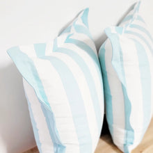 Ice Mint Blue and White Stripe Indoor Cushion Cover