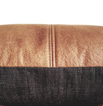 Tan Vegan Leather + Fabric Cushion Cover